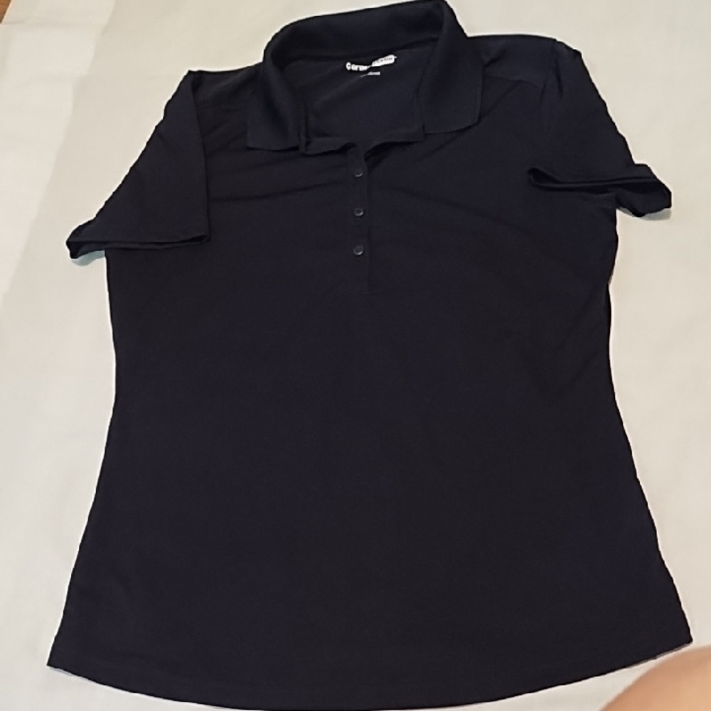 Corner Stone Women's Black Polo Shirt Size Small VGC.